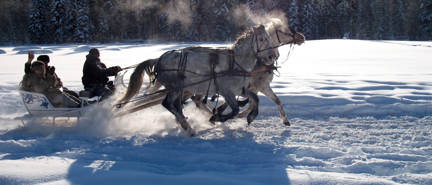 A troika ride through the snow